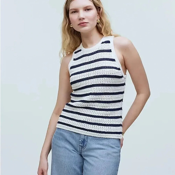 NEW Madewell Women’s XS Crochet-Knit Crewneck Sweater Tank *NWT - Picture 1 of 10